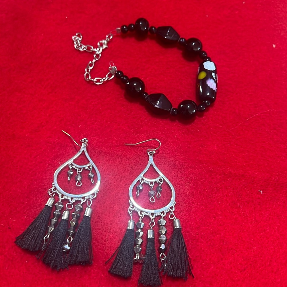 Earrings and bracelet